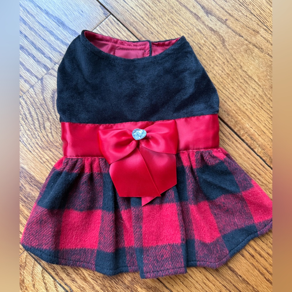 Friends Forever dog Christmas plaid dress size XS Xsmall